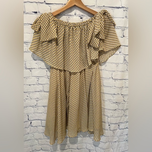 Cache Cache Yellow Off The Shoulder Boutique Dress Size Small - Picture 2 of 4